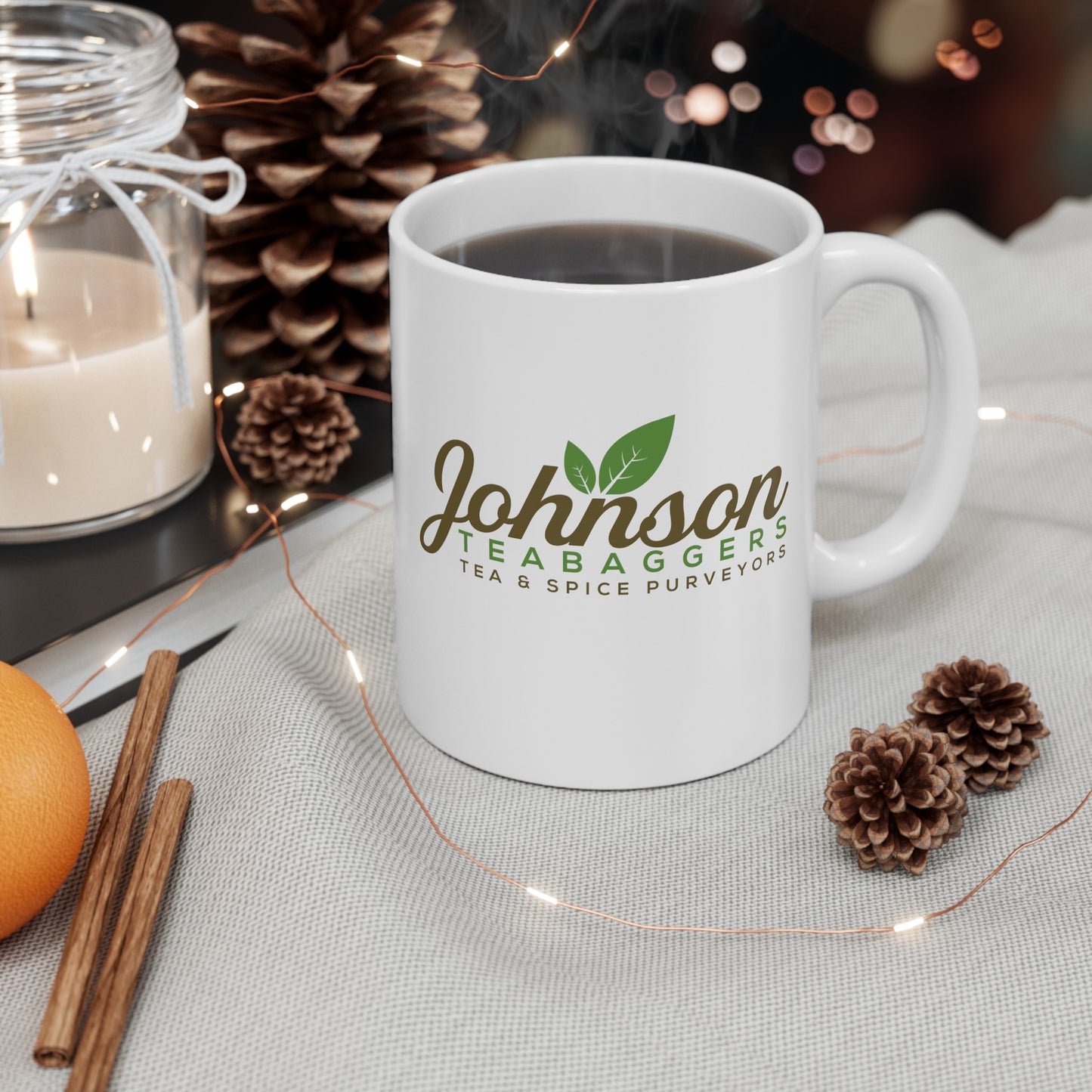 Johnson Teabaggers Tea & Spice Purveyors Mug, (11oz, 15oz)