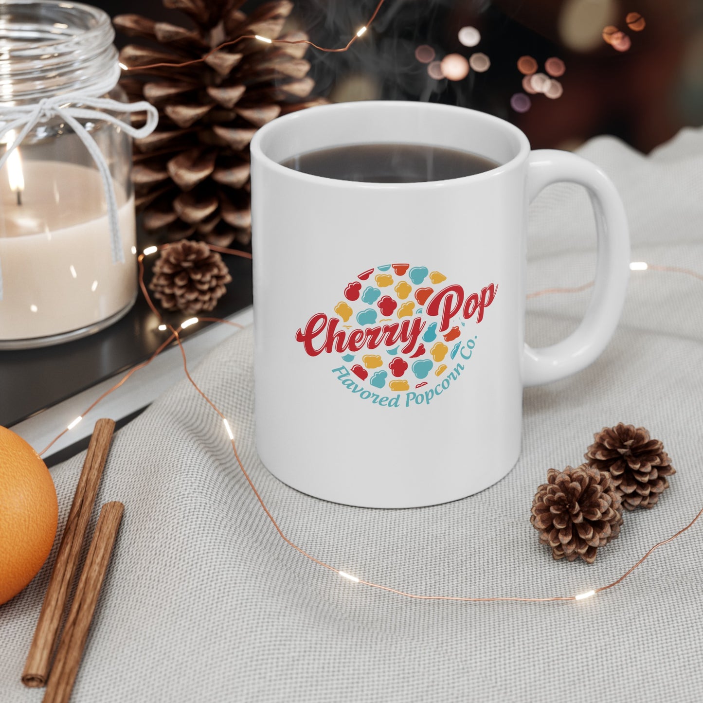 Cherry Pop Flavored Popcorn Co. Mug, (11oz, 15oz)