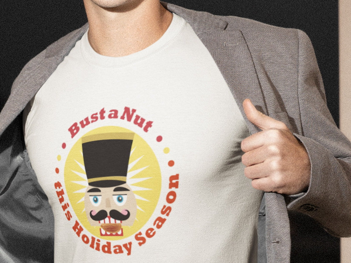 Bust a Nut tee on model
